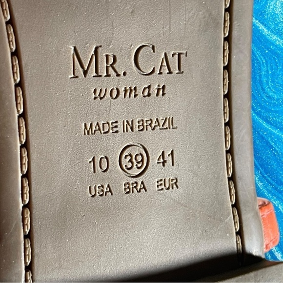 Mr. Cat Woman Woven Dressy Orange Blue Slingback Thong Sandals Size 10 US/41 EUR - Picture 16 of 16